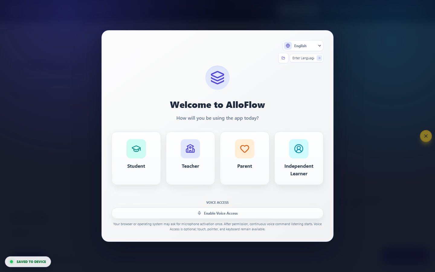 AlloFlow teacher role selection